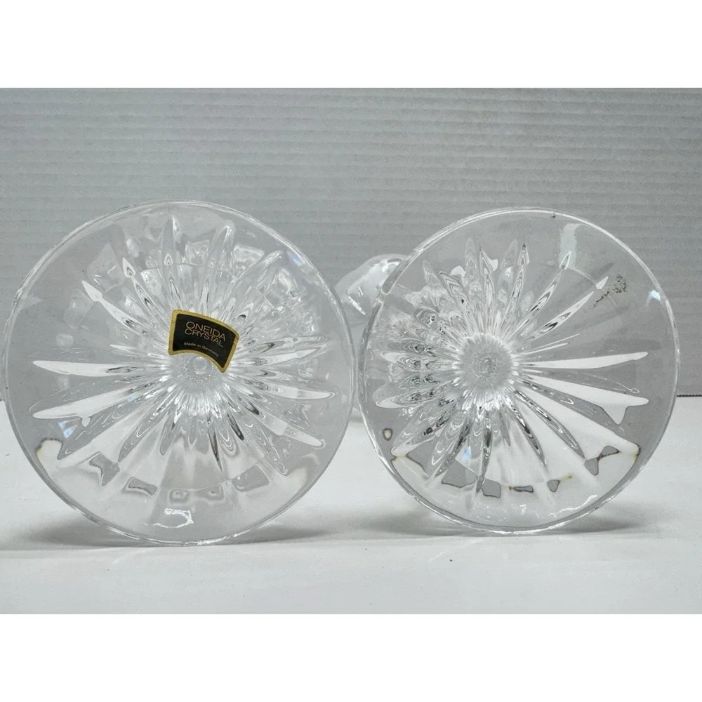 Oneida Crystal Pedestal Candle Holders German Made 5.5